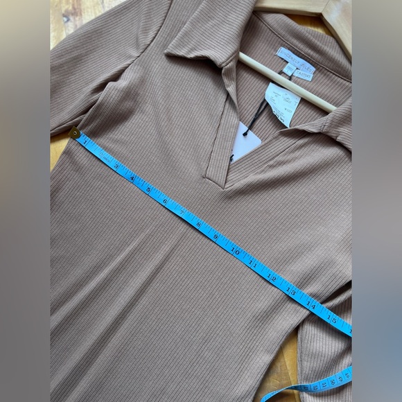 Sincerely Jules Elegant Brown Ribbed Midi Dress BNWT L - Picture 6 of 6